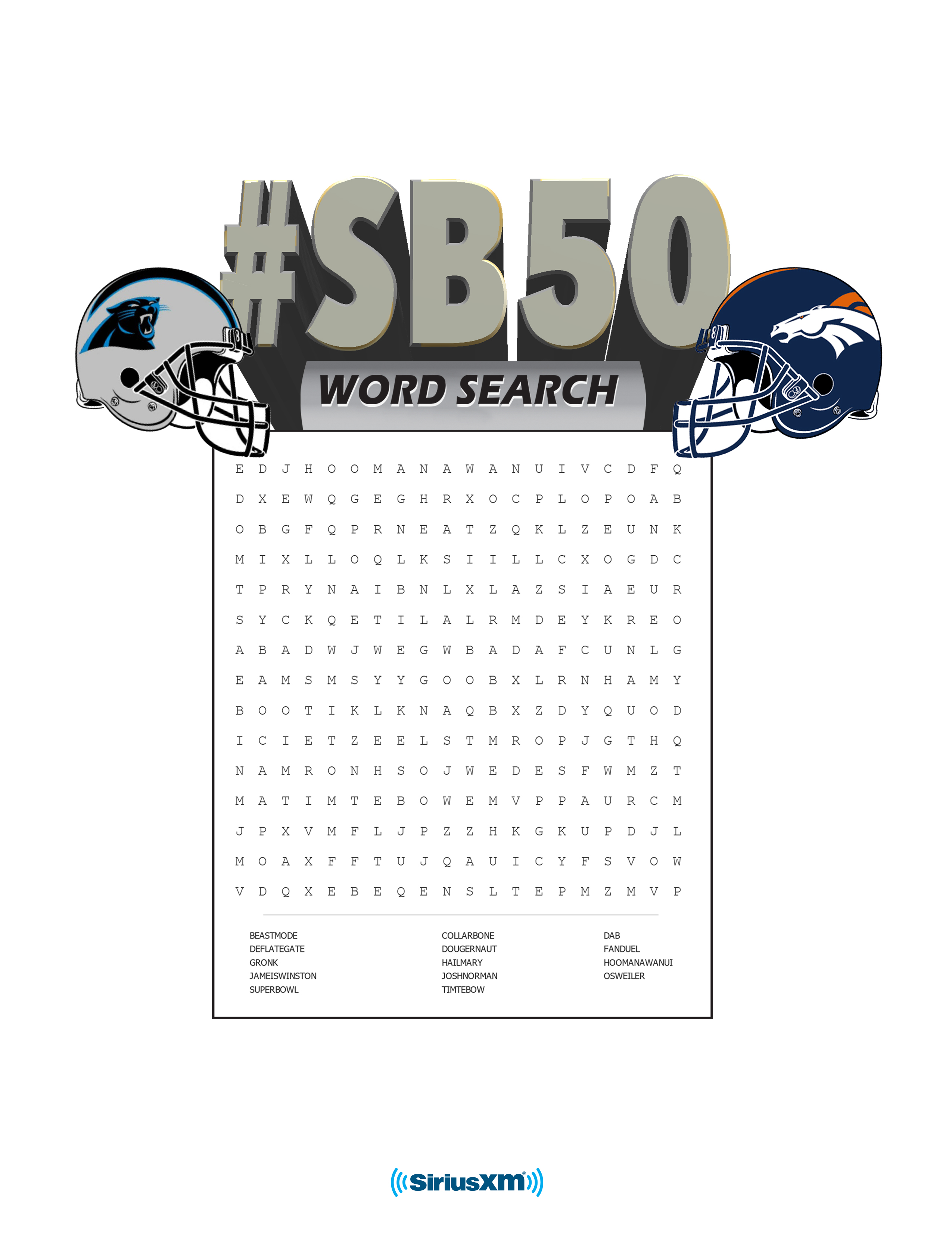Super Bowl word search