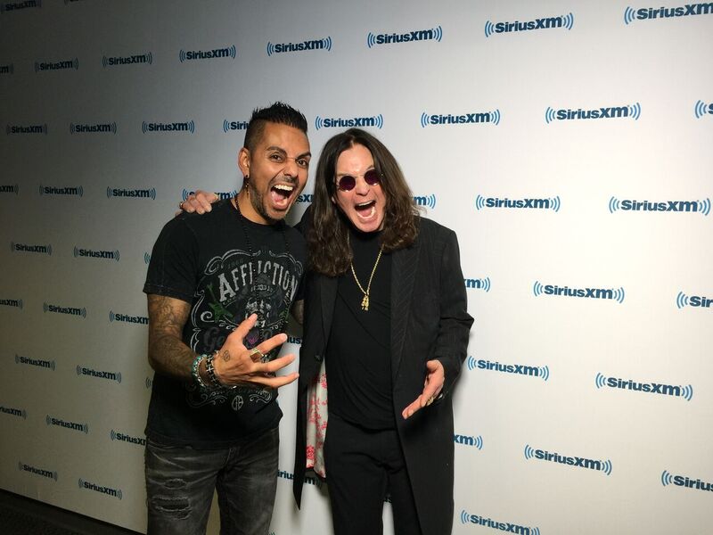 Jose Mangin hangs with the legendary Ozzy Osbourne during an interview at the SiriusXM studio in LA.