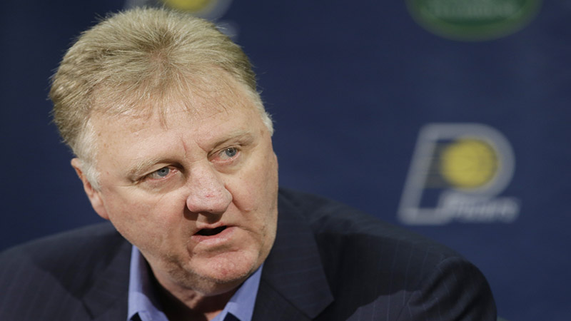 Indiana Pacers President of Basketball Operations Larry Bird speaks during a news conference Friday, April 17, 2015