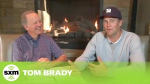 Tom Brady and Jim Gray during a SiriusXM Town Hall in 2021