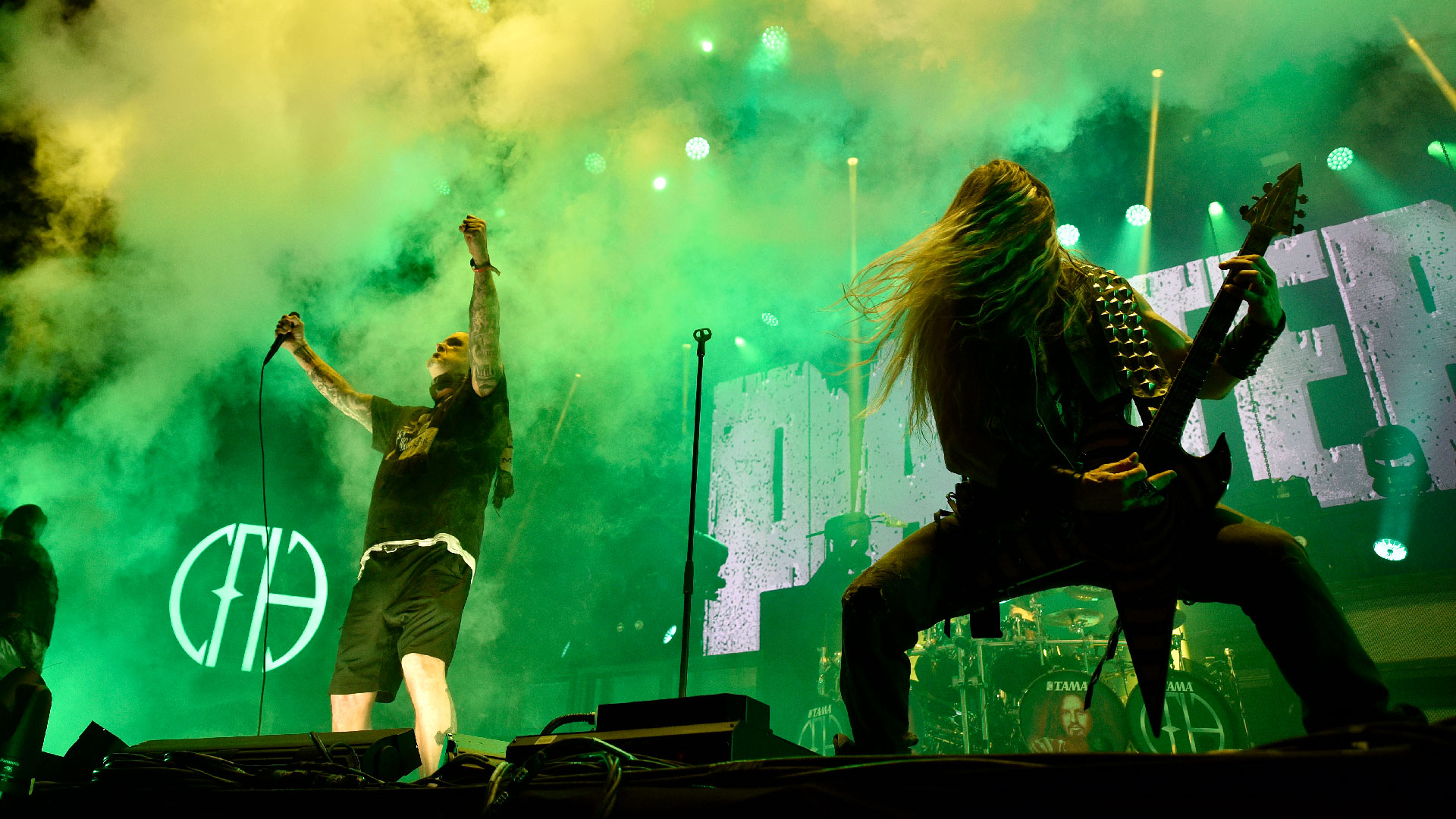 US heavy metal band Pantera performs on stage during the 'Knotfest Colombia 2022' at Complejo El Campin on December 09, 2022 in Bogota, Colombia.