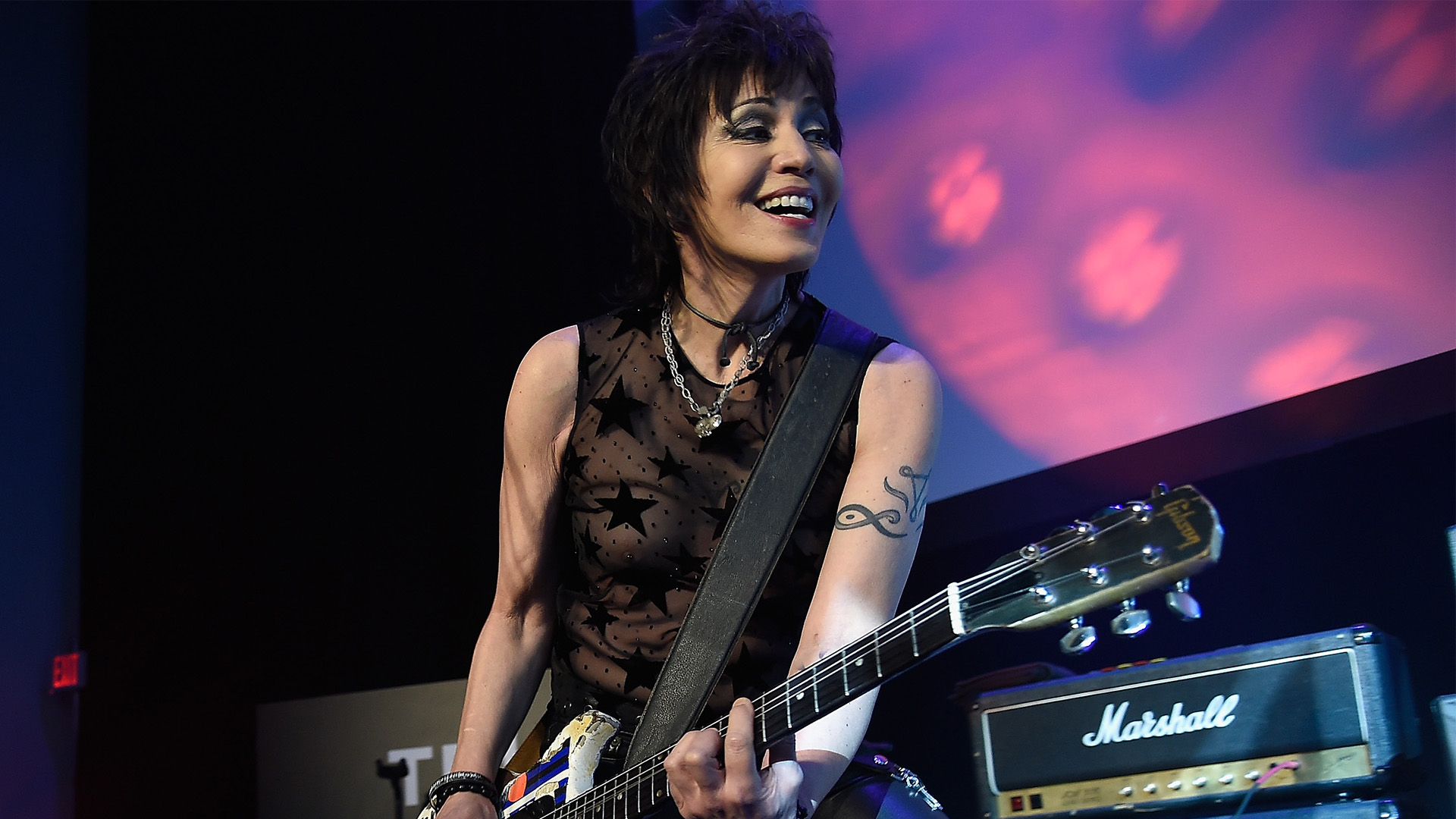 Joan Jett performs during the "Geezer" World Premiere during the 2016 Tribeca Film Festival at Festival Hub on April 23, 2016 in New York City.