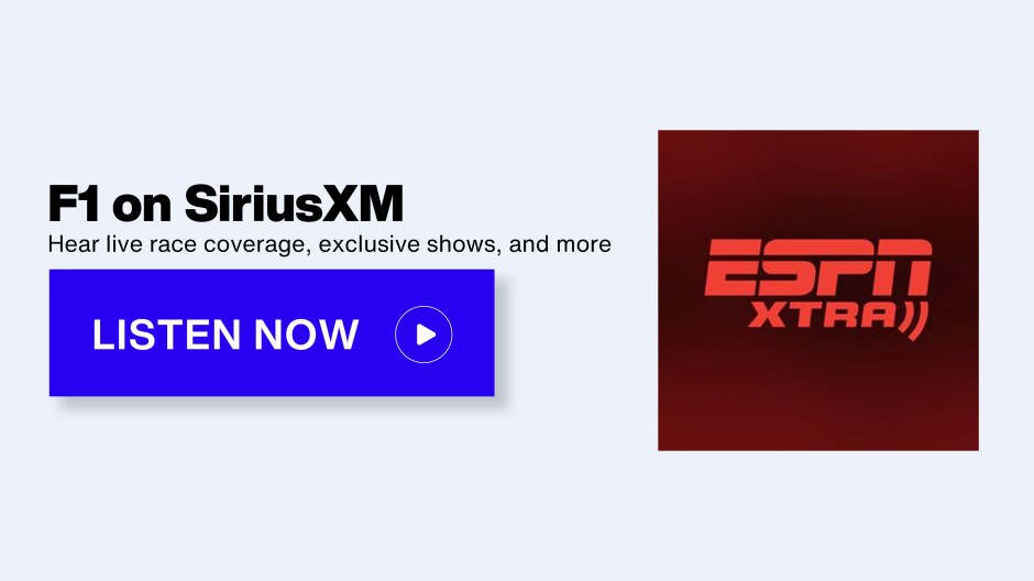 ESPN Xtra - F1 on SiriusXM - Hear live race coverage, exclusive shows, and more - Listen Now button