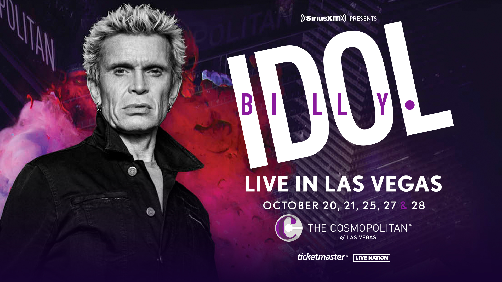 Presale Tickets Billy Idol in Las Vegas, October 2023 SiriusXM