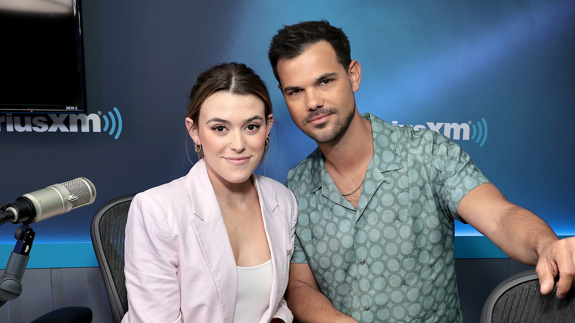 Tay Lautner and Taylor Lautner visit SiriusXM at SiriusXM Studios on May 17, 2023 in New York City.