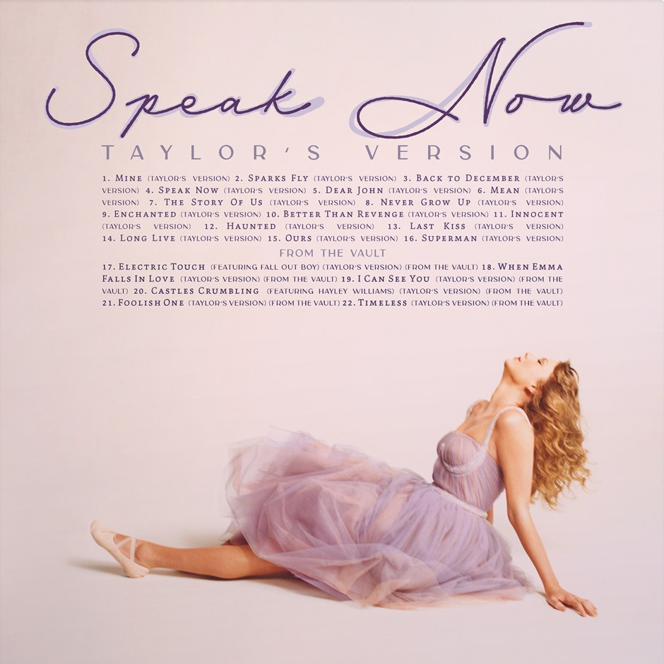 Taylor Swift Speak Now Taylor's Version Album Back Cover Tracklist