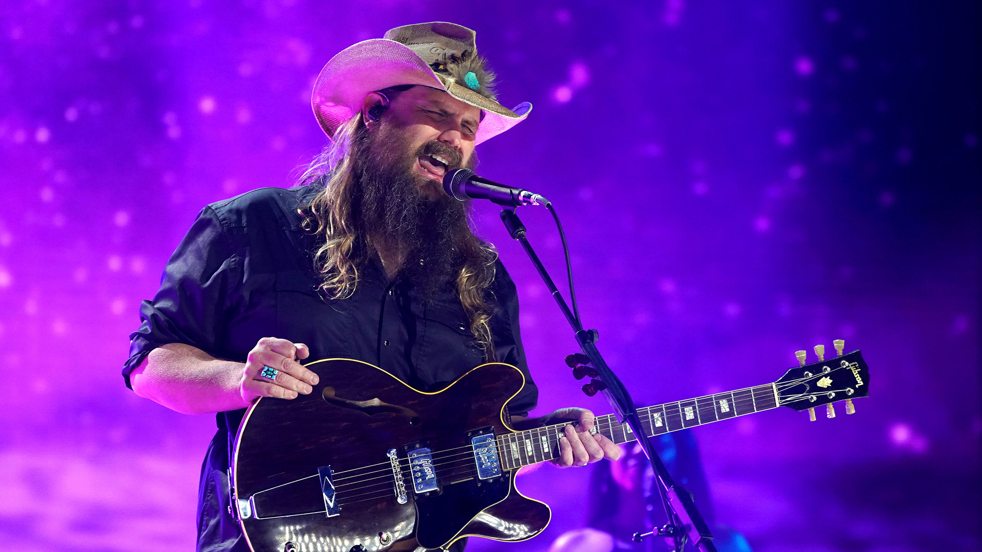 Chris Stapleton performs onstage for the 2021 CMT Music Awards at Bridgestone Arena on June 09, 2021 in Nashville, Tennessee.