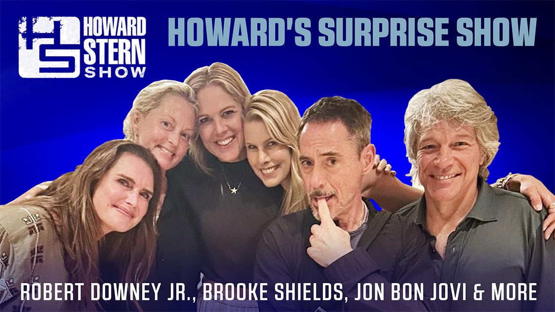 howard stern with robert downey jr., jon bon jovi, brooke shields