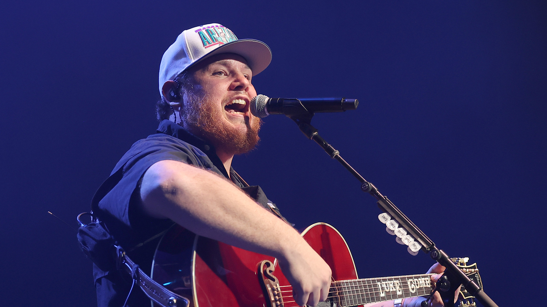 Luke Combs performs ahead of the Super Bowl at the Arizona Financial Theatre in Phoenix for SiriusXM