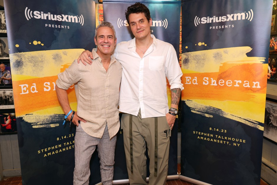 AMAGANSETT, NEW YORK - AUGUST 14: (L-R) Andy Cohen and John Mayer attend as Ed Sheeran performs live for SiriusXM at the Stephen Talkhouse on August 14, 2023 in Amagansett, New York. (Photo by Kevin Mazur/Getty Images for SiriusXM)