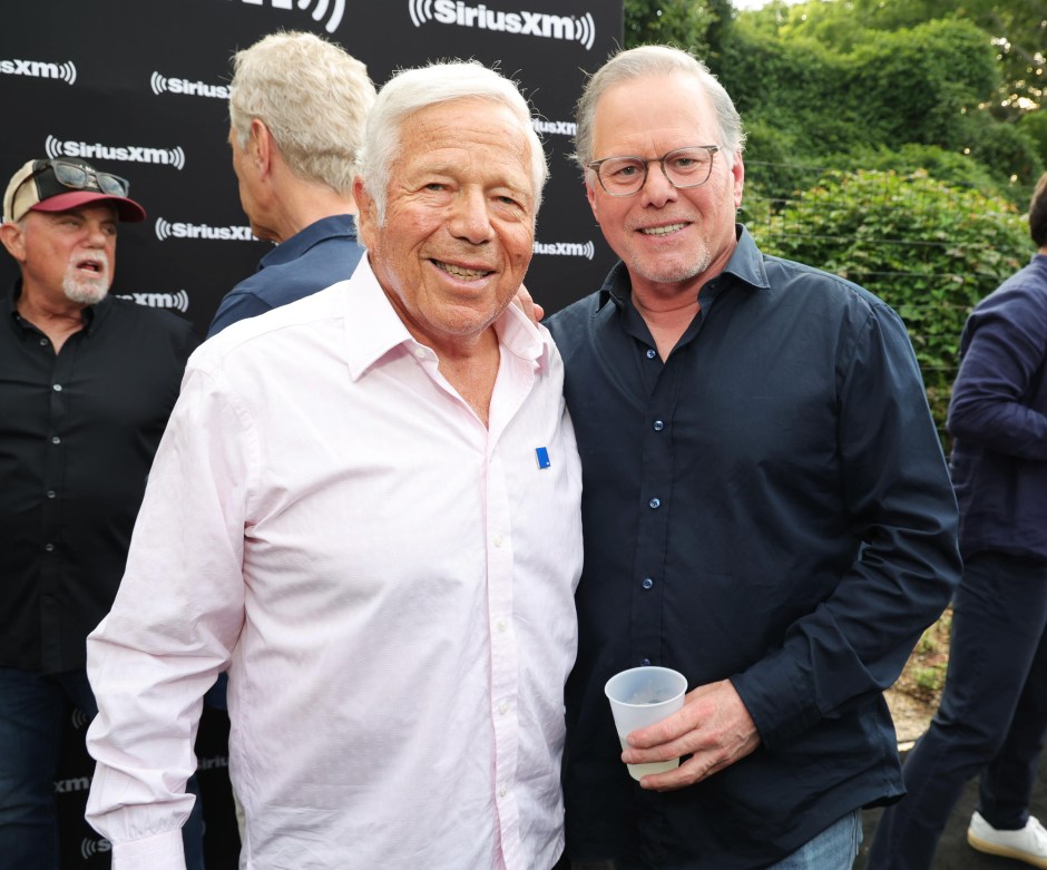 AMAGANSETT, NEW YORK - AUGUST 14: (L-R) Robert Kraft and David Zaslav attend as Ed Sheeran performs live for SiriusXM at the Stephen Talkhouse on August 14, 2023 in Amagansett, New York. (Photo by Kevin Mazur/Getty Images for SiriusXM)