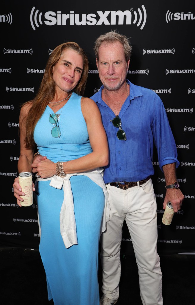 AMAGANSETT, NEW YORK - AUGUST 14: Brooke Shields and Chris Henchy attend as Ed Sheeran performs live for SiriusXM at the Stephen Talkhouse on August 14, 2023 in Amagansett, New York. (Photo by Kevin Mazur/Getty Images for SiriusXM)