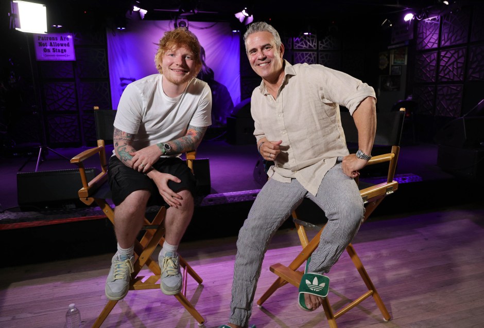 AMAGANSETT, NEW YORK - AUGUST 14: (L-R) Ed Sheeran and Andy Cohen attend as Ed Sheeran performs live for SiriusXM at the Stephen Talkhouse on August 14, 2023 in Amagansett, New York. (Photo by Kevin Mazur/Getty Images for SiriusXM)