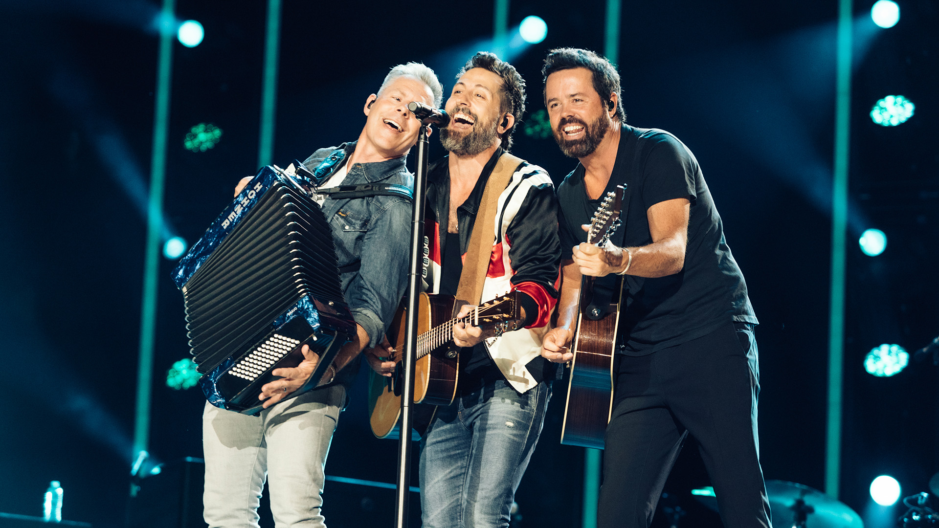 Trevor Rosen, Matthew Ramsey and Brad Tursi of Old Dominion at Day 3 of the CMA Fest held on June 10, 2023 in Nashville, Tennessee.
