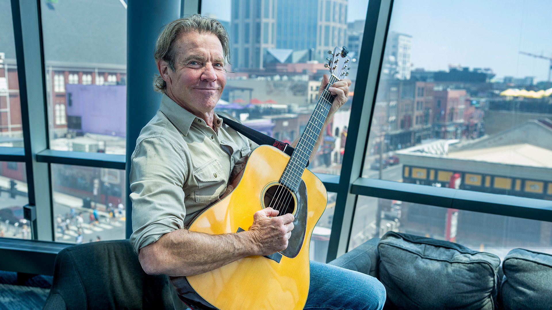 Dennis Quaid poses at SiriusXM Studios on August 01, 2023 in Nashville, Tennessee.