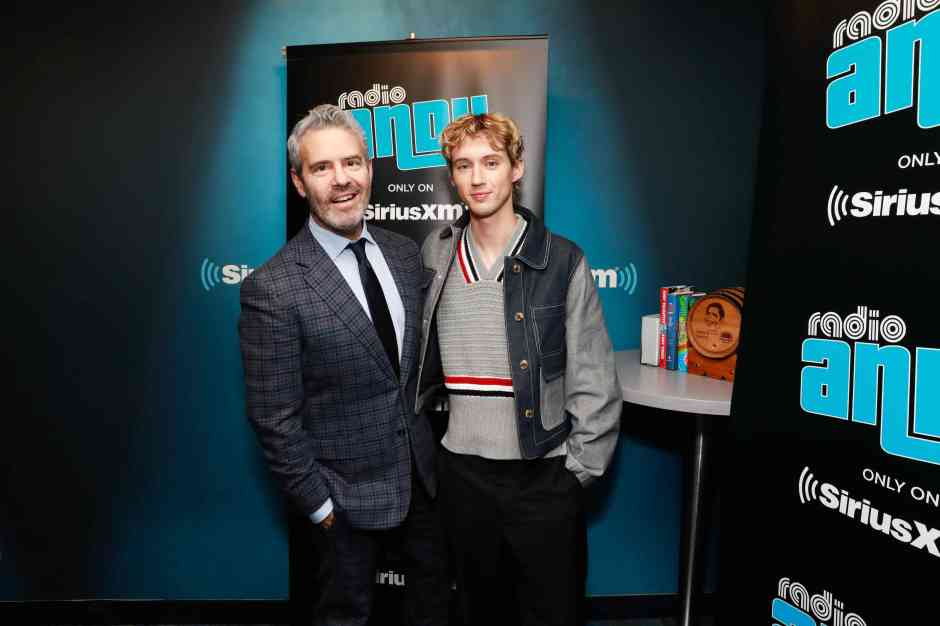 NEW YORK, NEW YORK – OCTOBER 11: Troye Sian and Andy Cohen at the SiriusXM Studios on October 11, 2023, in New York City. (Photo by Maro Hagopian for SiriusXM)