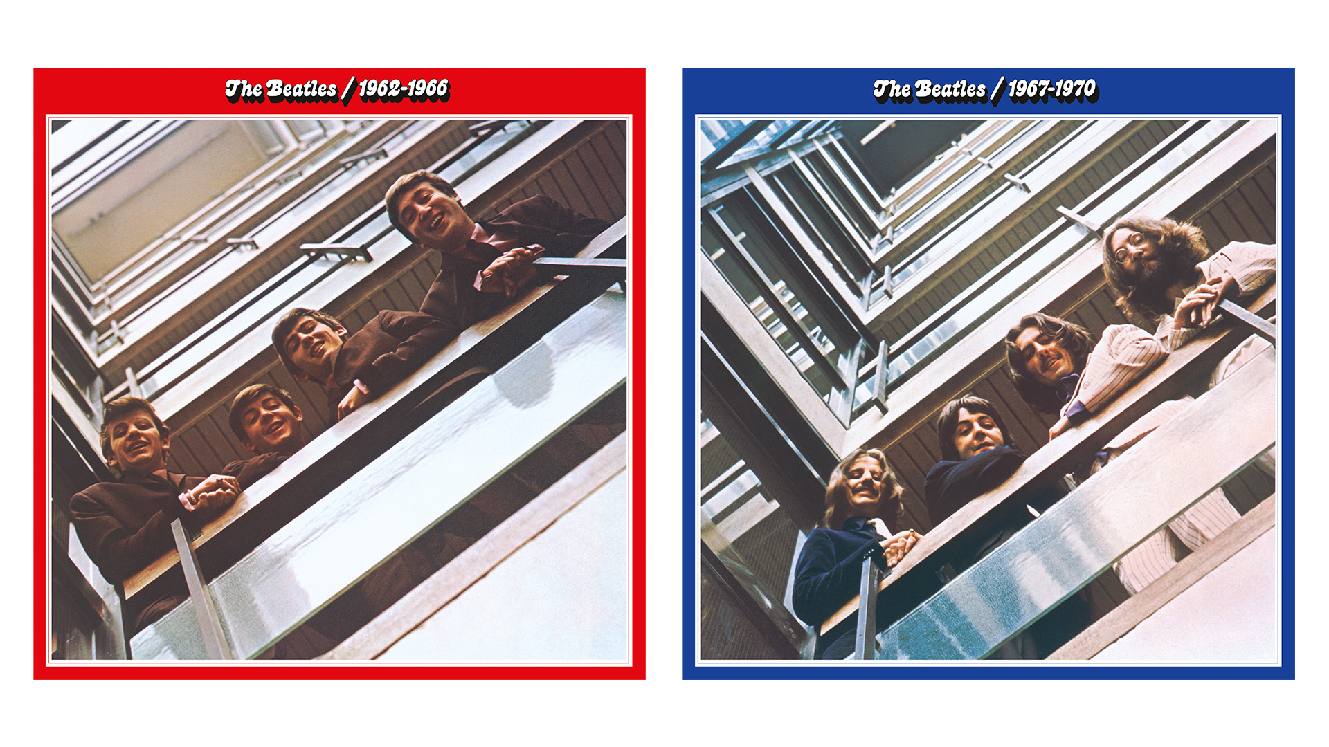 The Beatles Red Album and Blue Album covers