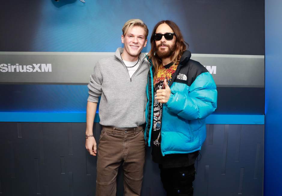 NEW YORK, NEW YORK – NOVEMBER 10: Jared Leto with Davis Burleson at the SiriusXM Studios on November 10, 2023, in New York City. (Photo by Maro Hagopian for SiriusXM)