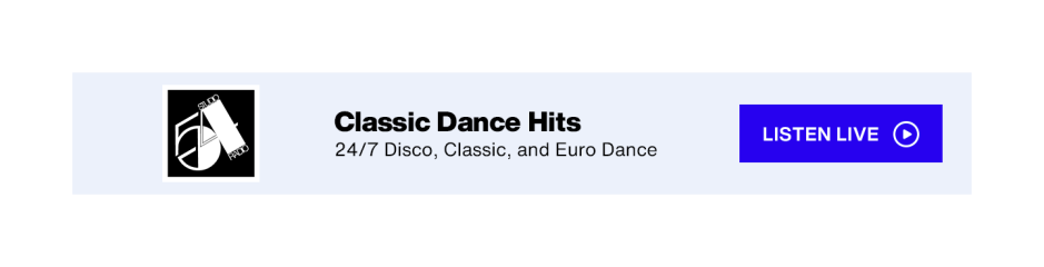 SiriusXM Studio 54 Radio - Classic Dance Hits, 24/7 Disco, Classic, and Euro Dance - Listen Live button