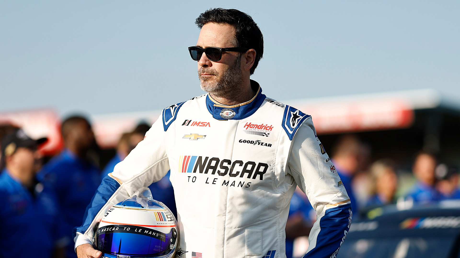 LE MANS, FRANCE - JUNE 05: Jimmie Johnson, driver of the #24 NASCAR Next Gen Chevrolet ZL1 looks on prior to the 100th anniversary of the 24 Hours of Le Mans at the Circuit de la Sarthe June 5, 2023 in Le Mans, France. (Photo by Chris Graythen/Getty Images)