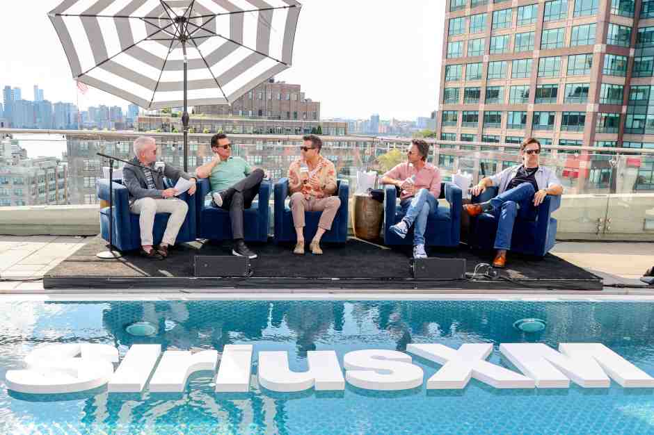 NEW YORK, NEW YORK - JULY 19: (L-R) Jess Cagle, Hugh Jackman, Ryan Reynolds, Shawn Levy and Rob Delaney speak during SiriusXM's Town Hall With 'Deadpool & Wolverine' Cast and Director on July 19, 2024 in New York City. (Photo by Cindy Ord/Getty Images for SiriusXM)