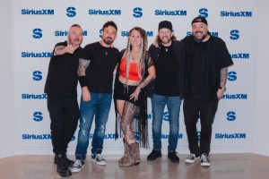 Photo of Seether with SiriusXM host Shannon Gunz.