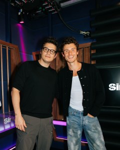 Photo of John Mayer and Shawn Mendes at SiriusXM Studios.