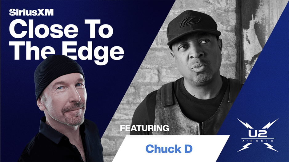 Image of U2's The Edge and Public Enemy's Chuck D on SiriusXM's U2 X-Radio.