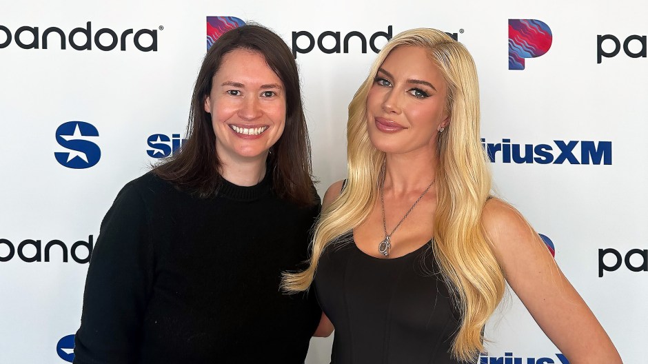 Julia Cunningham (left) and Heidi Montag (right) in the SiriusXM studios for Radio Andy's 