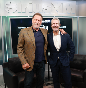 Photo of Arnold Schwarzenegger and Andy Cohen at SiriusXM.