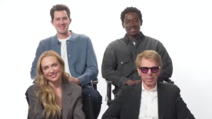 Image of the cast, director and producer of the movie F1 on SiriusXM's The Julia Cunningham Show.
