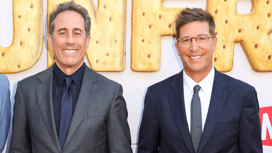 Photo of Jerry Seinfeld and Spike Feresten for a Bee Movie 2 interview.