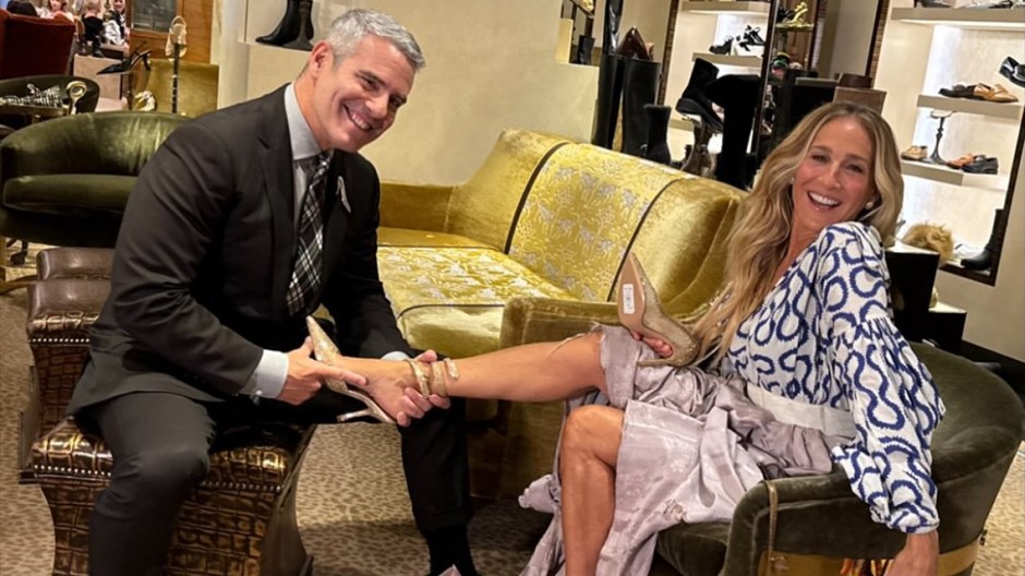 Image of Andy Cohen and Sarah Jessica Parker on the set of And Just Like That.