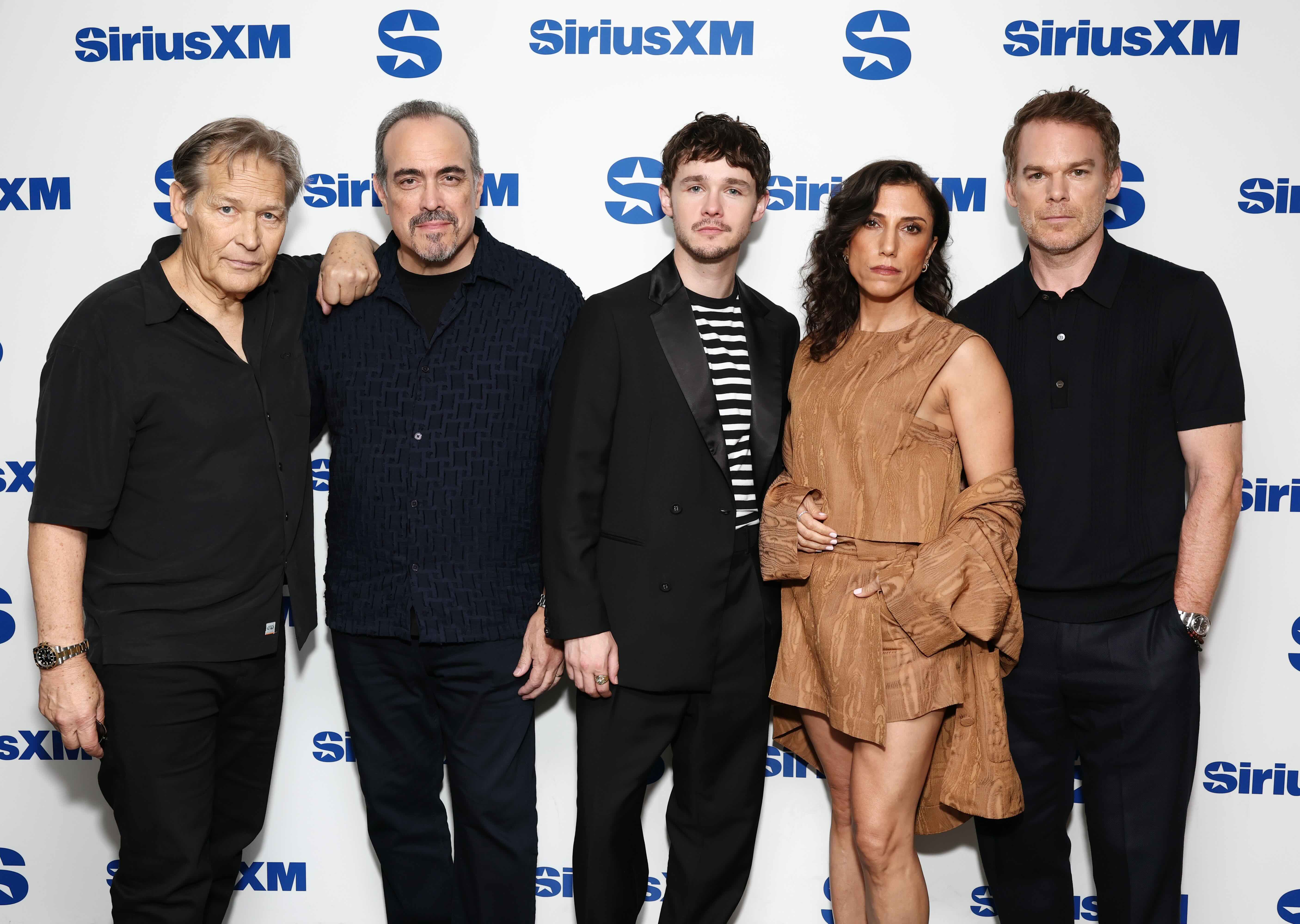 NEW YORK, NEW YORK - JULY 08: (L-R) James Remar, David Zayas, Jack Alcott, Michael C. Hall and Kadia Saraf attend as SiriusXM's Faction Talk Presents: Dexter: Resurrection Cast Town Hall hosted by Ron Bennington at SiriusXM Studios on July 08, 2025 in New York City. (Photo by Cindy Ord/Getty Images for SiriusXM)