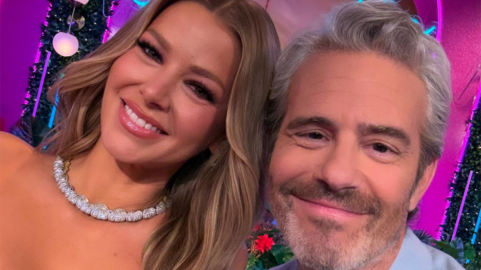 Image of Andy Cohen and Ariana Madix on Love Island USA.
