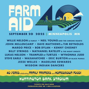 Lineup image for Farm Aid 40 airing on SiriusXM in 2025.
