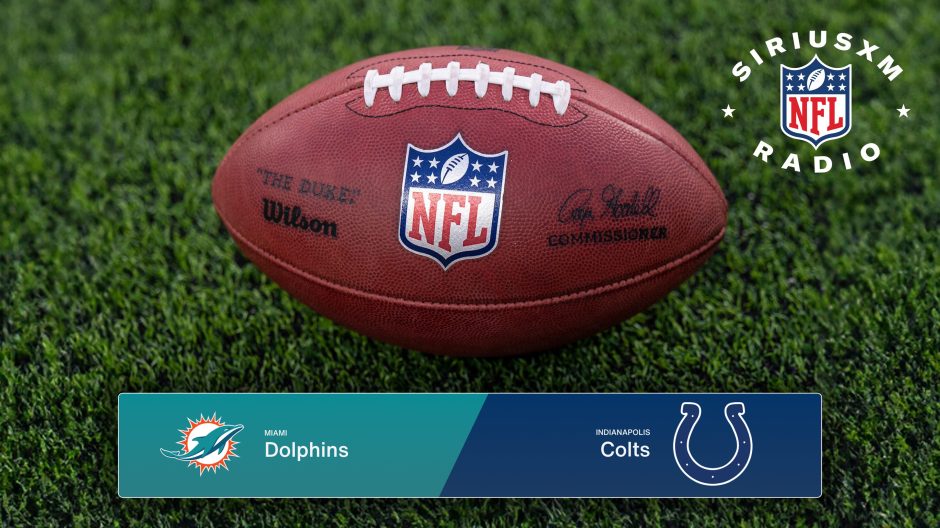 Image for the Dolphins Colts NFL matchup airing on SiriusXM.