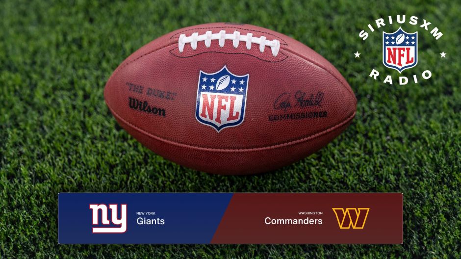 Image for the Giants-Commanders NFL matchup airing on SiriusXM.