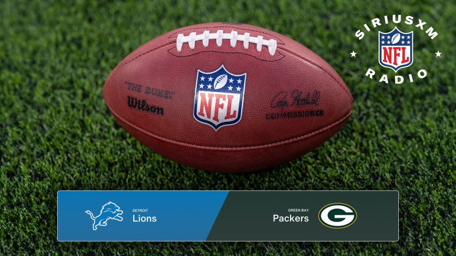 Image for the Lions-Packers NFL matchup airing on SiriusXM.