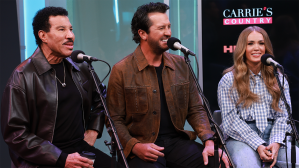 Photo of "American Idol" judges Lionel Richie, Carrie Underwood, and Luke Bryan at SiriusXM.